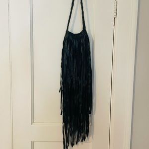 Me Woof black leather purse long fringe   Never used NWOT.